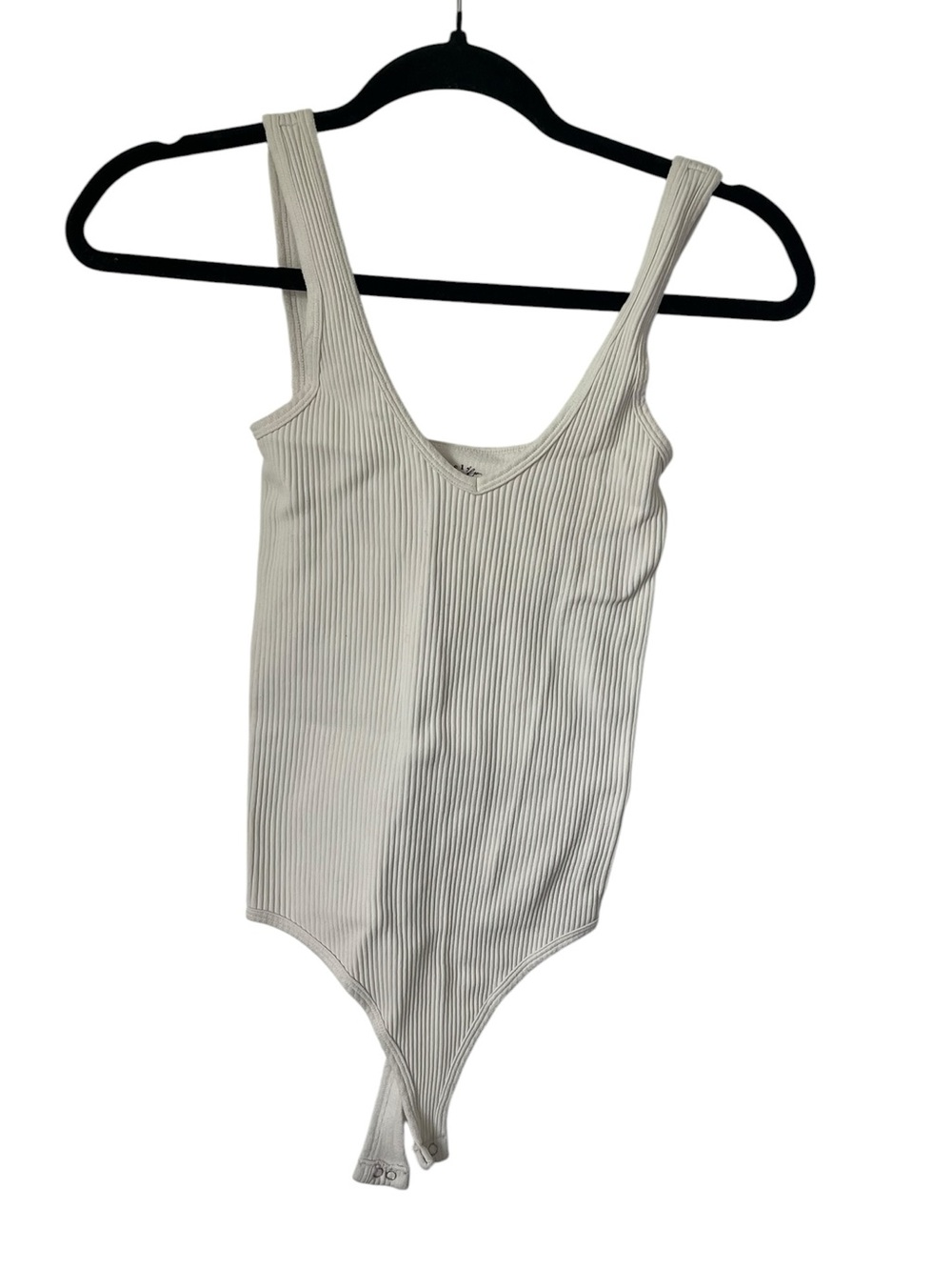Free People Ribbed Scoop Neck Bodysuit in Light Cream